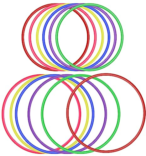 OOTSR 12 stücke Kunststoff Toss Ringe Set für Ring Toss Spiel, 22cm und 30cm Drinnen draußen Kinder Target Übungsspiele, Party Favor Spiele, Karneval, Garten (6 Farben)