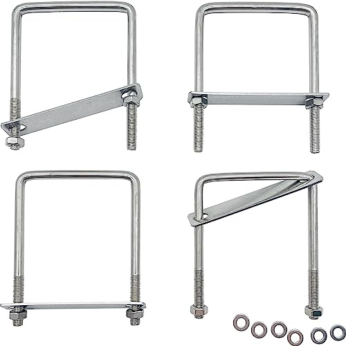 Bügelschraube Quadratische U Bolzen U-Schrauben Schellen 4 Stück 120x80mm 304 Edelstahl Vierkant-Bügel Achsplatte M8 mit Muttern Rahmengurte Bügelbolzen für Abschleppen von Autos Schiffen Reparatur