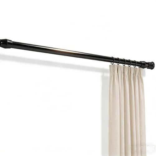 Yosoo Health Gear Tension Rod Curtain Pole No Screws, Extendable Shower Poles, Black (40-70 1.3cm diameter thin rod)