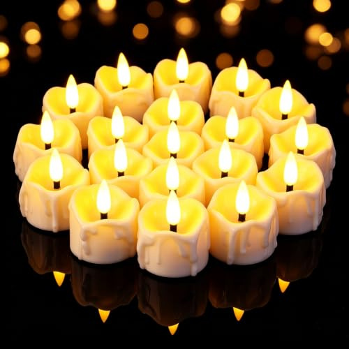 Yakpo 24 Stück LED-Teelichter mit Timer, LED-Teelicht mit Timerfunktion, kleines flammenloses flackerndes elektrisches Künstliche Timer Teelicht mit Batterie für Weihnachts- und Halloween-Dekorationen