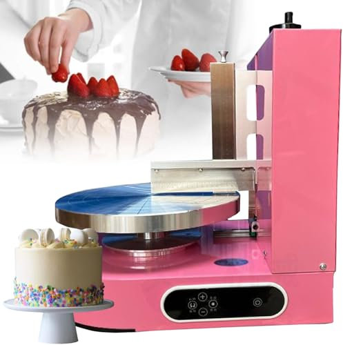 Hydravex Automatic Birthday Cake Smoothing Machine, Cake Coating Smoothing Scraping Machine, Cake Bread Cream Spreader, Smoother Frosting Coating Icing Spreading Machine for 4-12 Inch Cake,Pink