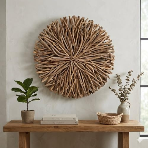 LEBENSwohnART Wand-Deko-Objekt BULAT Natural Ø ca. 50cm Treibholz Kreis Äste Wandbild Wanddeko