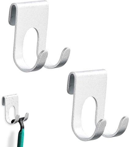 Azwood Shower Razor Holder, 2pcs Self Adhesive Shaver Hangers - No Drilling Aluminium Hook Holder for Towel Bathrobe Loofah Hooks for Bathroom Kitchen - Waterproof & Rustproof