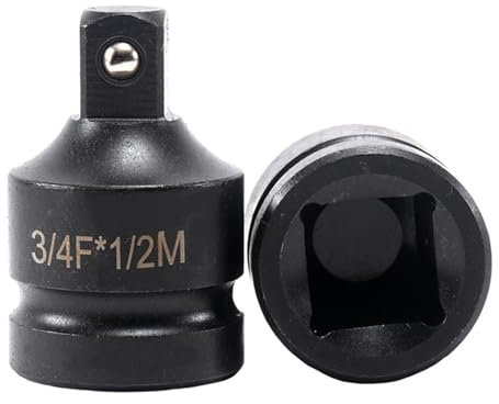 Juttzzei Impact Socket Adapter, 3/4 Inch Drive (F) x 1/2 Inch (M) Socket Adapter, Premium Black Chrome Vanadium Steel 3/4 x 1/2 Impact Socket Reducer for Use with Air Impact Wrenches, Breaker Bars