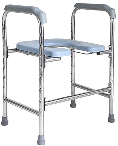 UHJKLA Toilettensitzerhöhung mit Armlehnen und Bettpfanne, höhenverstellbarer Toilettenstuhl und Sicherheitsrahmen für die meisten Toiletten, Badezimmer-Duschstuhl für Senioren,