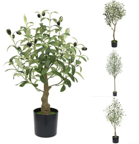 ReachMall Olivo artificial, planta artificial grande, planta falsa, plantas artificiales de seda de olivo para interiores en macetas para el hogar, oficina, sala de estar, decoración al aire libre