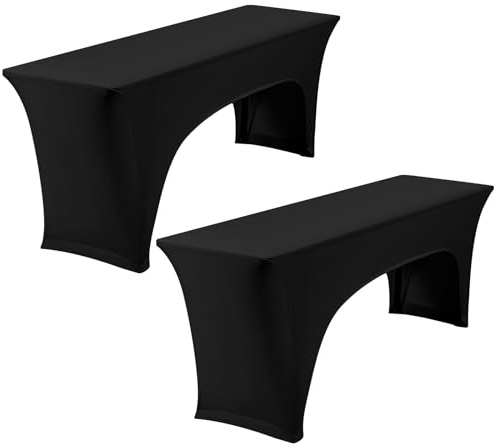 YMHPRIDE 2Pack Elastische Biertischhussen, Schwarz BierTischdecken, Set für 70 cm Tischbreite, Bierzeltgarnituren 220 x 70 x 70 cm für Gartenbankett-Gartenmöbel-Bezüge.
