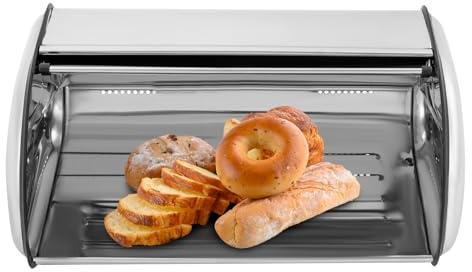 QUIOTUIR Brotkasten aus Edelstahl mit praktischem Griff Traditionell Brotbox Silber Brotkorb für Hotels, Pensionen, Esszimmer, Häuser, Bürogebäude, Öffentliche Einrichtungen, Küchen, Kantinen