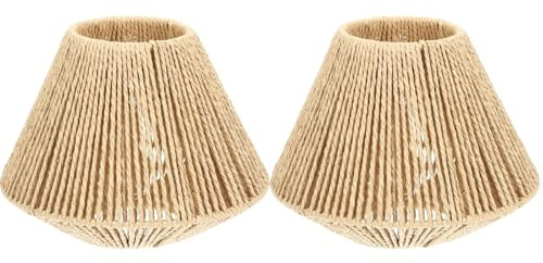 KONTONTY 2 Pièces abatjour en rotin simples en jonc de mer abat-jour de lustre plafonnier tissés pour suspension corde de paille