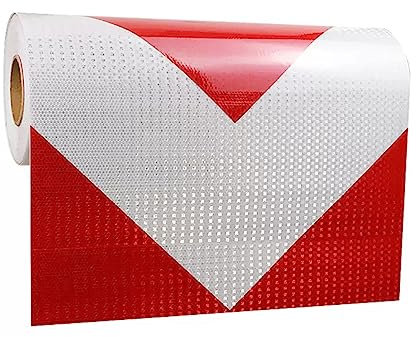 QXSJEDYCH Ruban réfléchissant de flèches de 50 cm x 25 mètres, Ruban de sécurité, Ruban d'avertissement, Autocollant réfléchissant imperméable Auto-adhésif, Bleu Blanc(Red White)
