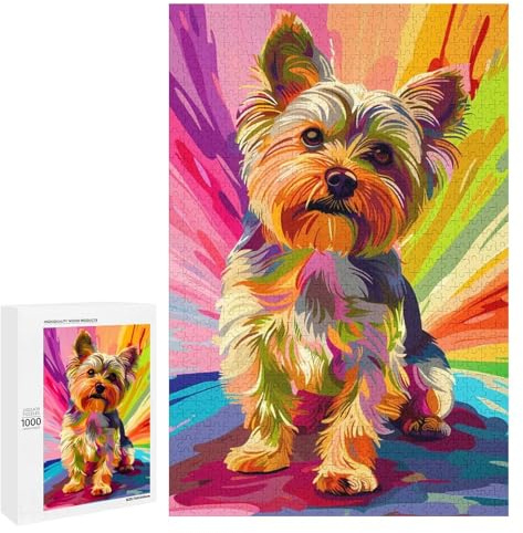 Cute Yorkshire Terrier Wooden Puzzles for Adults 1000 PCS Jigsaw Puzzles Unique Puzzle for Family Women Men