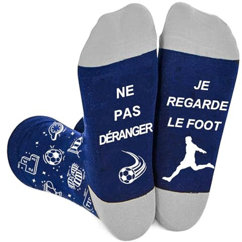 Chaussettes Drôles Chaussettes Homme Rigolote, Chaussettes Amusantes Fantaisie Pour les fans de Football Cadeau Noël Papa Amie Famille Fête des Pères