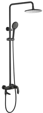 Shower Head Duschset, höhenverstellbares Kopfbrause-Set, Wandmontage-Badewannenarmatur und Duschmischer-Set, 3-Funktions-Wasserauslass mit 1,5 m Brauseschlauch, Schwarz Shower