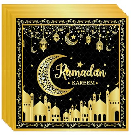 Ramadan servietten schwarz gold, 40 Stück ramadan deko gold schwarze servietten, ramadan tischdeko, ramadan mubarak,Geeignet für Ramadan-Partys