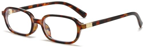 Breaksun Retro Rectangle Glasses for Women Men Small Square Blue Light Blocking Glasses Vintage Eyeglasses (Tortoise)