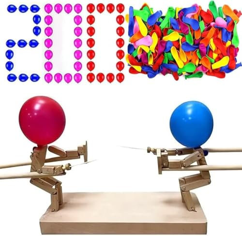 GFTCGK Ballon Bambus Mann Kampf, Holzkämpfer mit Ballonkopf Whack, Ballon Bambus Mann Schlacht, Desktop-Kampfspiel, 200-Ballons