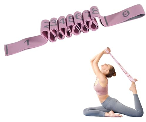 FENQURO Elastico Fasce di Resistenza,Yoga Stretching Band, Fascia Elastici Fitness,Cinturino per Esercizi con 9 Loops per Bambini e Adulti per Yoga, Pilates, Stretching, Allenamento, Danza（rosa）