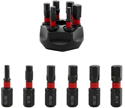 IRONCUBE 6 Pcs SAE Hex Bits Set, Mutli Screwdriver Bits for Interchangeable Ratchet Handle - 3/32,1/8,5/32,3/16,7/32,1/4