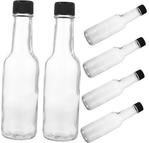TOPPERFUN Lot De 6 Bouteilles à Sauce en Verre 150 ML Bouchon Rond Flacons D'assaisonnement Polyvalents pour Vinaigre, Ketchup Et Sauce Soja, Conserveurs Pratiques Cuisine Et Repas