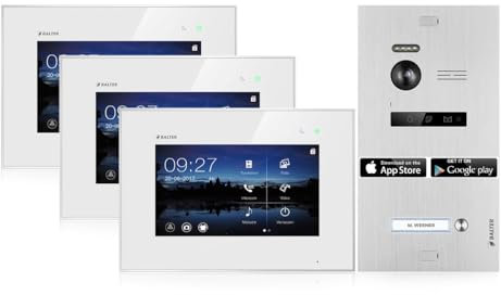 Balter EVO Silber Video Türsprechanlage 3x 7 Wifi Monitor für 1 Teilnehmer 2-Draht BUS Komplettsystem EVO-KIT-1FAM3-WIFI