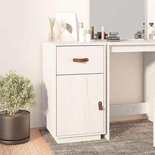 Gecheer Schreibtisch-Schrank Weiß 40x50x75 cm Massivholz Kiefer Büroschrank Aktenschrank Bürocontainer Schrank