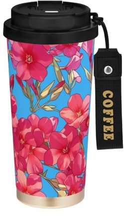 FRODOTGV Glowing Red Phlox Flowers Coffee Travel Tumblers for Women On Go Mug with Lids Stainless Steel Insulated Cups for Hot Cold Drinks 17oz Leak Proof