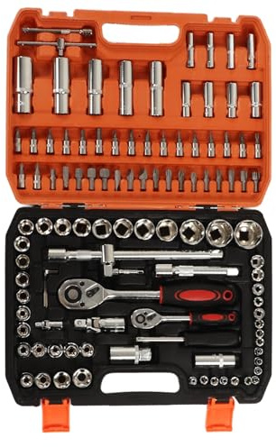 Qcwwy Complete el Conjunto de Herramientas de Reparación Mecánica 108 Partes con Caja Memoria, Adecuada para Reparar Motores y Neumáticos, Ideal para Mecánicos Automóviles y Uso del Hogar