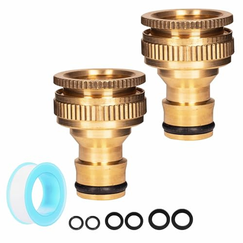 Brass Garden Tap Connector 26mm 19mm (3/4 1/2 Inch) - Outdoor Garden Hose Tap Connector, Brass Threaded Tap Connectors for Hose Pipe to Tap Adapter Hosepipe Fittings