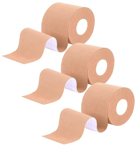 MOTIBACK Kinesiotapes 3 Rollen, Kinesiologie Tape (5m×5cm), Physio Tape für Schulter, Rücken, Knie, Muskel, Ellenbogen und Nacken, Tape Sport, Hautfreundlich, Elastisch & Wasserfest (Dunkle Hautfarbe)