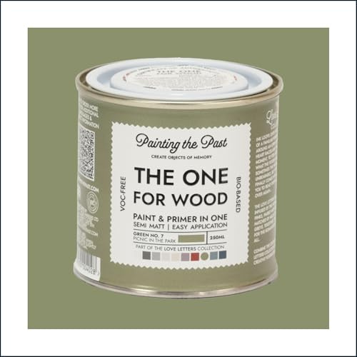The One for Wood Paint & Primer 250ml Green No. 7 Picnic in the Park | Semi Matt Finish, Bio-Based & VOC-Free Formula for Wooden Furniture & Surfaces | Durable & Easy Indoor Home Decorating