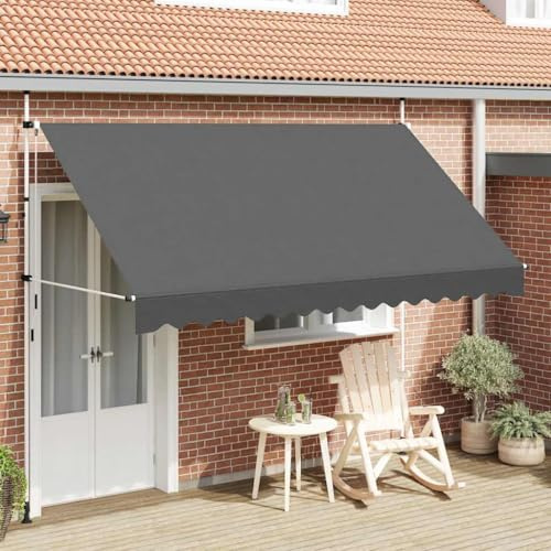 Brise Vue Balcon, Auvent Manuel rétractable 350 cm Anthracite, auvent de Porte pour Balcon, terrasse et Jardin
