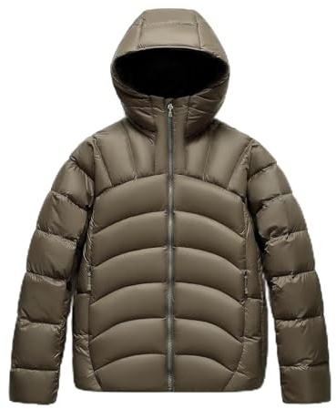 Lätt Dunparkas for Män, Tjockare Vindtät Vinterjacka Med Huva for Affärs- Och Fritidsaktiviteter(Green,M)