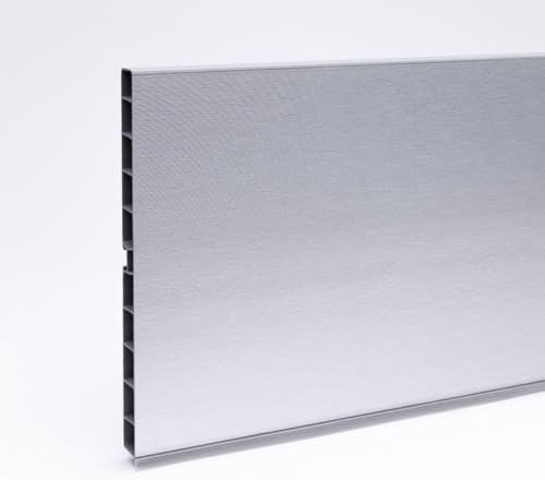 Generico Zoccolo per Cucina in PVC Rivestito in Alluminio Spazzolato - Altezza 10-12-15 cm Lunghezza 400 cm (spedizione in modalità Fermo deposito) (4 Metri, cm 15)