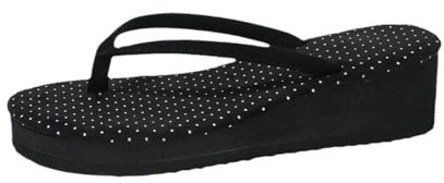 ZTFYKLIN Chanclas Doradas Mujer Zapatos De Playa Para Mujer, Sandalias Con Clip En La Punta (Black, 35) Verano Plataforma 43 Esparto Pie Ancho Cuña Pene Suela Corcho Cuñas Dedo Zapatillas Casa