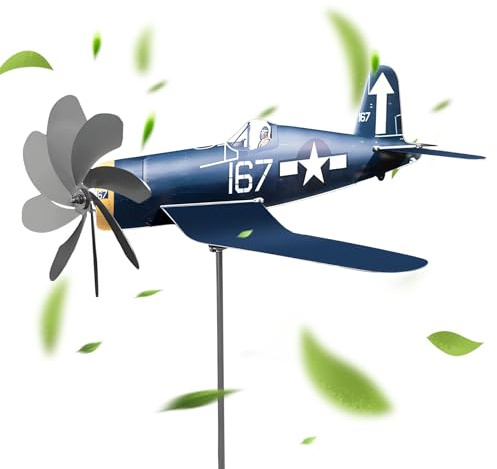 FmtwPhn Windmill Airplanes Stainless Steel Airplane Wind Spinner, 3D Aircraft Windmill Sculpture For Outdoor Garden, Weather-Resistant Metal Aeroplane Decor, Wind Catcher Ornament For Terrace