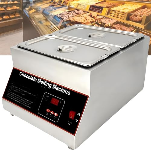WDDBFL Fondere Il Cioccolato Commerciale, Dispositivo Elettrico Commerciale per Sciogliere Il Cioccolato da 32-203℉, per Catering, Ristorante, Mensa, Casa e Feste 2tank