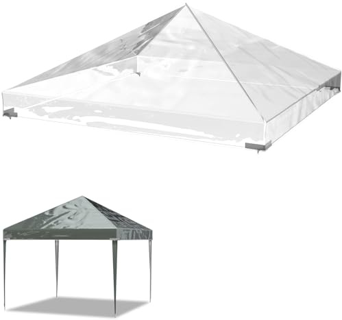 Soontrans Toile pour Tonnelle 3x3 M Transparent en PVC, Toile Tonnelle 3x3 Imperméable Résistant au Vent et au Gel, Protection Contre La Pluie pour Jardin et Terrasse, Modèle Standard