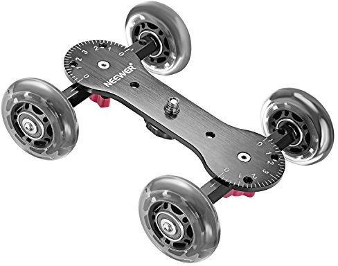 Neewer Scaled Camera Table Dolly Slider with 22 pounds/10 kilograms Load Capacity Skater Design Aluminum Rods Rotatable Rubber Wheels 1/4-inch 3/8-inch Screw Threads for DSLRs Video Camcorders (Black)