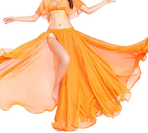 ROYAL SMEELA Bauchtanz Rock Ausbildung Performance Kleider Flamenco Chiffon Langer Rock Tanzen Slit Röcke Zigeuner Festival Tanz Maxirock Damen Bauchtanz kostüm lang Rock Bauchtanz Kleidung Tanzrock