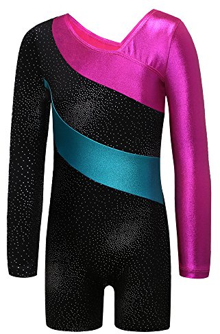 ZNYUNE Mädchen Kinder langärmelig Turnanzug Gymnastikanzug Trikot Leotard Gymnastikbody Turnbody (schwarz, 10-11 Jahre(Tag No.150))