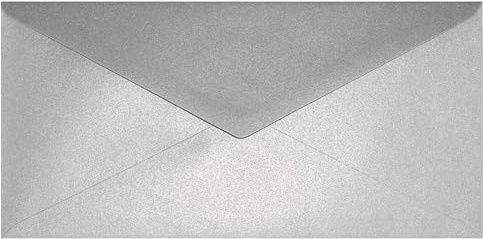 Netuno 100 Umschläge Perlmutt-Silber DIN lang 11x22 cm metallisch und edel | 120g Aster Metallic Silver · elegante festliche silberne Kuverts für Weihnachten, Jubiläum, Silvester & Grußkarten