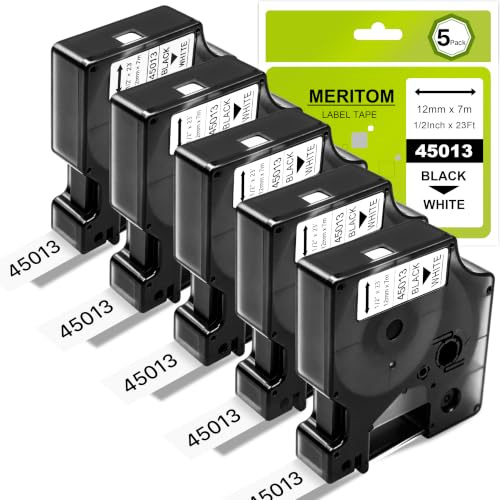 45013 Etikettenband Kompatibel mit Dymo D1 Schriftbänder A45013 Weiß | Kompatibel mit Dymo D1 A45013 12mm x 7m S0720530 für Dymo LabelManager 160 210D 280 360D 420P, 3-Pack Schwarz auf Weiß