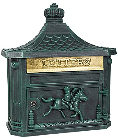 FYZS Postfach Retro Aufbewahrungsbox Briefkasten Wandbehang Vorschlag Box Europäische Villa Briefkasten im Freien Bill Box 41x14.5x46.5cm (Color : Green)