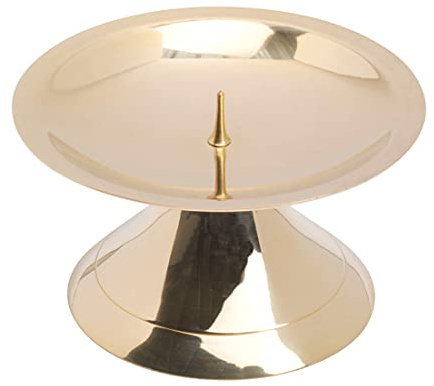 NKlaus Kerzenleuchter aus Messing, Gold poliert, mit Dorn, Ø9cm, 1 Stück | Höhe: 5cm; Fuß Ø6,5cm; rund