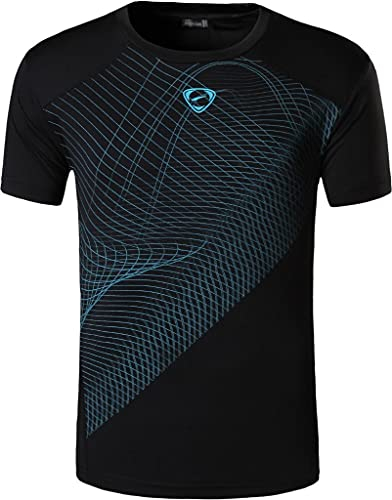 jeansian Herren Sport Tee Shirt Tshirt T-Shirt Short Sleeve Tops Tennis Golf Bowling LSL069 Black S