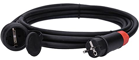 Voxura Schuko Gummi-Verlängerungskabel Schuko-Stecker-Kupplung Adapter Außenbereich Stromkabel Garten Baustelle Industrie Märkte 3-polig 230V H07RN-F 3x2,5 16/3 16A IP54 5m