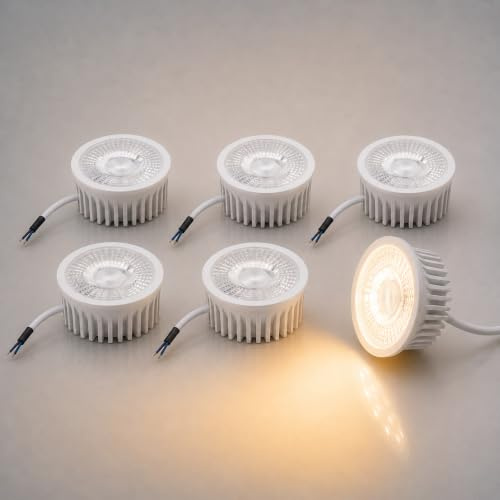 Trango 5er Pack MCOBSD-5 Ultra flach 5 Watt 3 Stufen dimmbarer LED Modul 3000K warmweiß zum Austauschen GU10 & MR16 Halogen Leuchtmittel, für Einbauleuchten, Deckenstrahler, Einbaustrahler