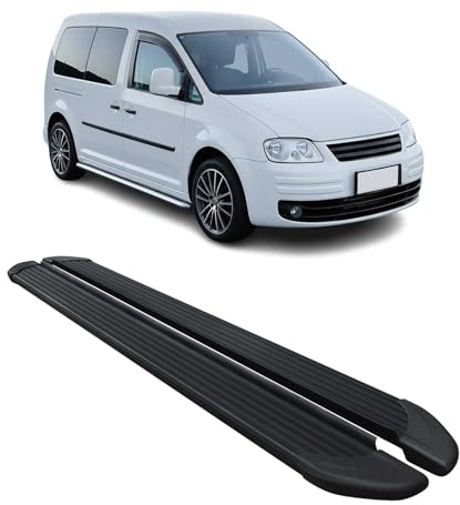 OMAC Seitenschweller Trittbretter Schweller kompatibel mit VW Caddy Maxi 2003-2020 Alu Schwarz