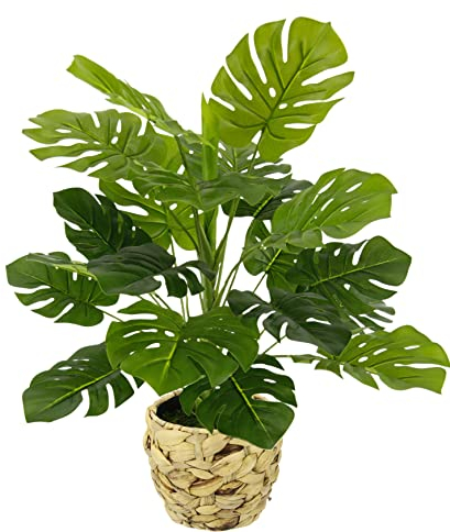Flair Flower Kunstpflanze Monstera im Topf 46cm Künstliche Splitphilopflanze Blattpflanze Seidenblumen Pflanzen Dekopflanze Grünpflanze Seidenpflanze Zimmerpflanze Kunstblume Deko Büropflanze
