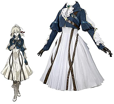 Zhongkaihua Perruque violette Evergarden Cosplay pour femme, robe de cosplay, Halloween, bal masqué, fête, spectacle de scène